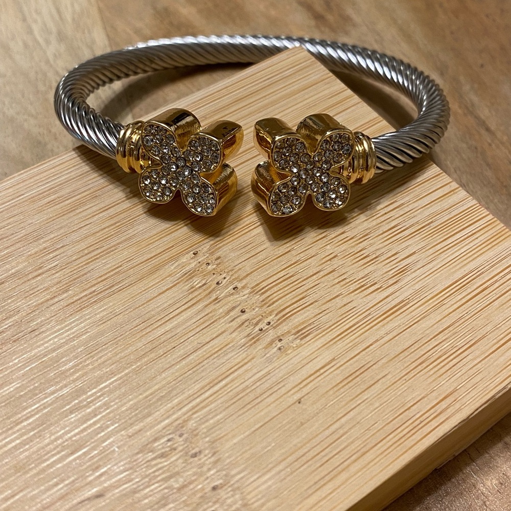 Elegant Gold and Silver Butterfly Bracelet